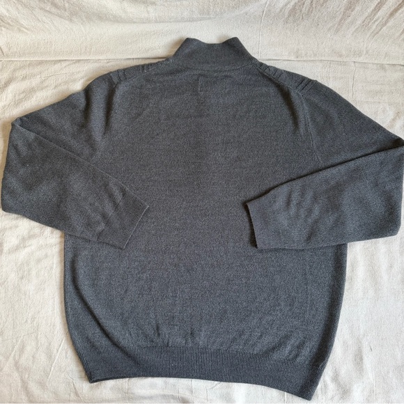 Haggar Mens XL Charcoal Gray Quarter Zip Pullover Sweater Cable Knit Mock Neck - Picture 5 of 7